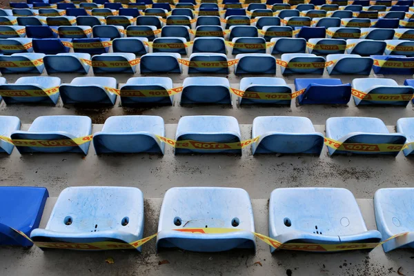 Social Distancing Policy Applied Seats Stadium Covid Lithuania Kedainiai — Stock Photo, Image