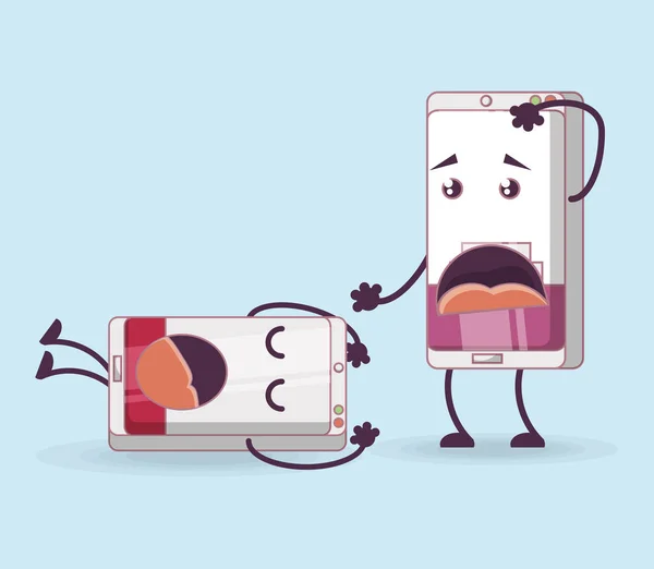 Dessin animé smartphones design — Image vectorielle