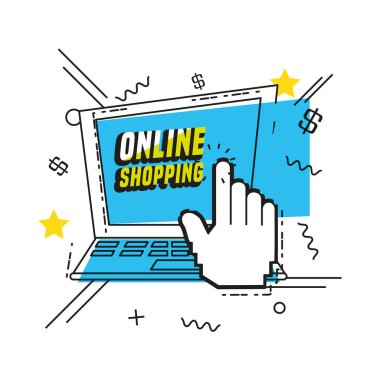 alışveriş online kavramı ile dizüstü bilgisayar