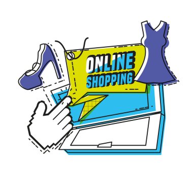 alışveriş online kavramı ile dizüstü bilgisayar