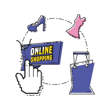 Online pop sanat alışveriş Icons set