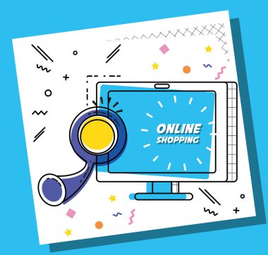 alışveriş online kavramı ile bilgisayar monitörü