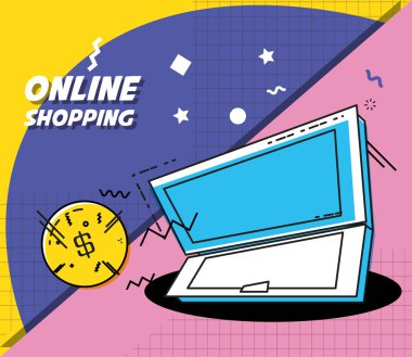 alışveriş online kavramı ile dizüstü bilgisayar