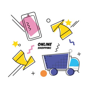 Online pop sanat alışveriş Icons set