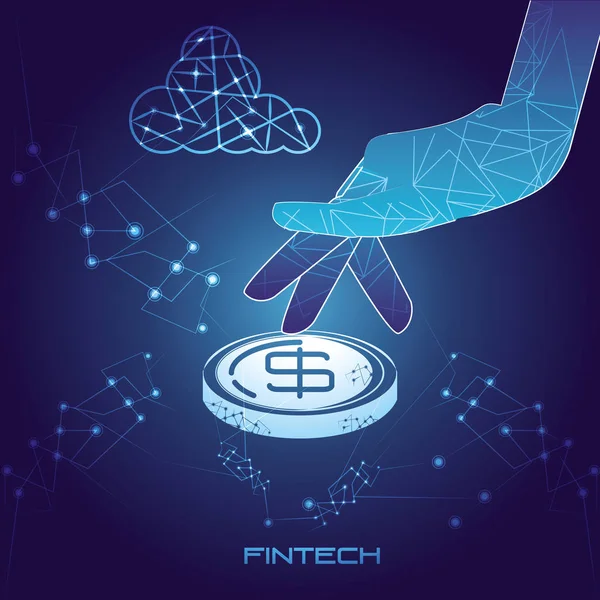Hand mit Münzen Geld Finanztechnologie — Stockvektor