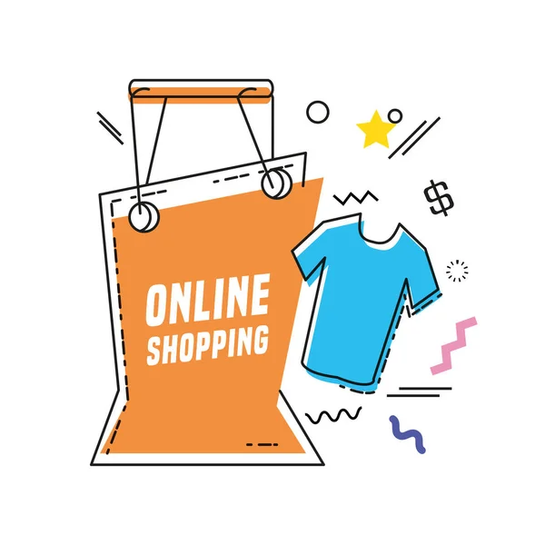 ショッピング バッグ購入オンラインのコンセプト — ストックベクタ
