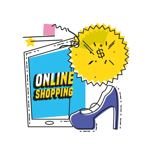 Shopping online with smartphone — Stock Vector