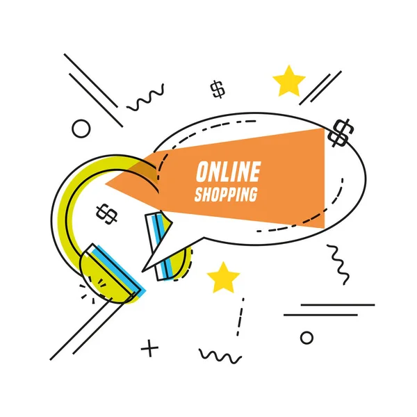 Sprachblase Online-Shopping-Konzept — Stockvektor
