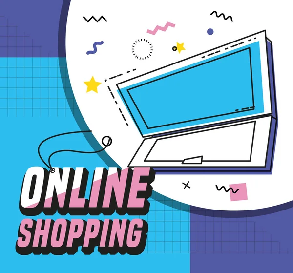 Laptop mit Online-Shopping-Konzept — Stockvektor