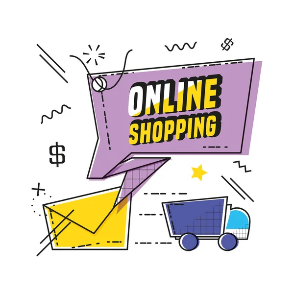 Shopping online commercial tag — Stock Vector
