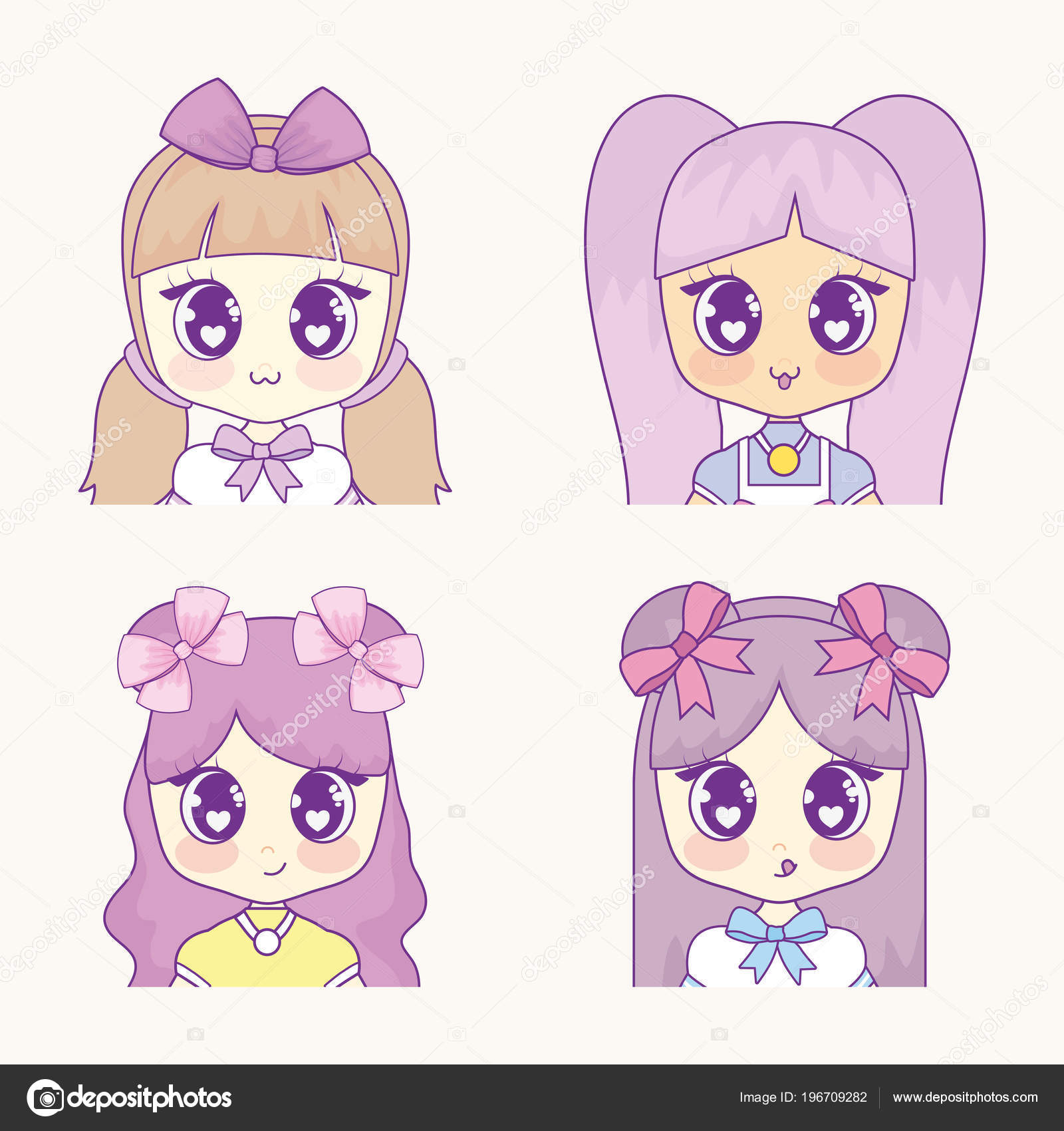 Design De Garota Anime Kawaii Vetor De Stock Djv 196709282