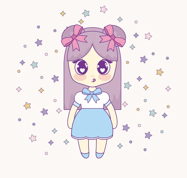 Kawaii anime meisje ontwerp — Stockvector