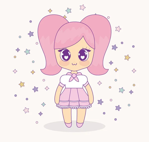 Kawaii anime meisje ontwerp — Stockvector