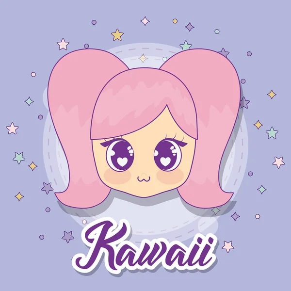 Kawaii อะนิเมะสาวออกแบบ — ภาพเวกเตอร์สต็อก