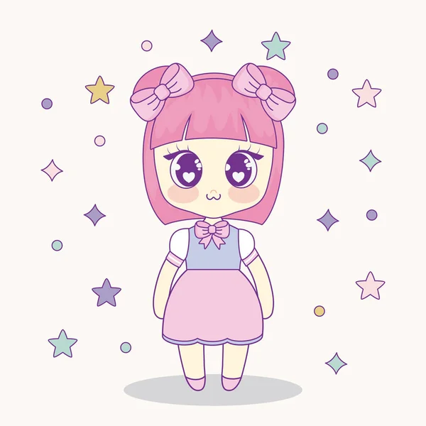 Kawaii anime meisje ontwerp — Stockvector