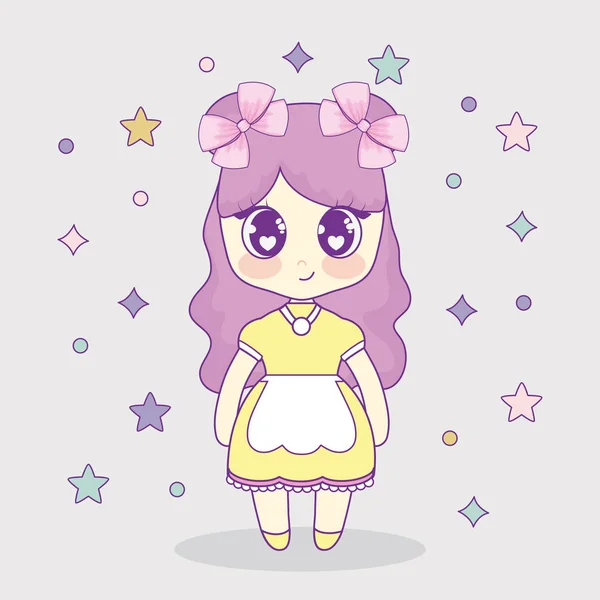 かわいいアニメの女の子のデザイン — ストックベクタ