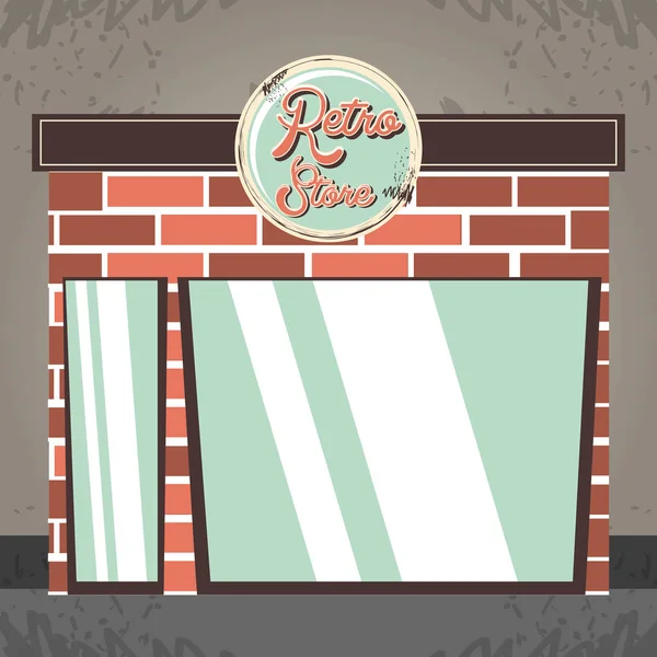 Retro tienda edificio frente — Vector de stock