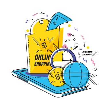 online simgeler pop sanat tarzı alışveriş ile smartphone