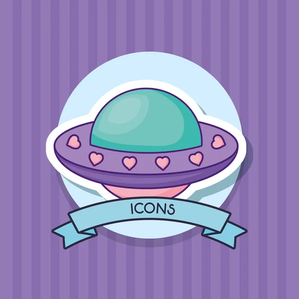 Imagen icono nave espacial — Vector de stock