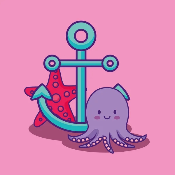 Lindo icono de pulpo — Vector de stock