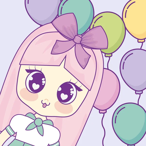 Kawaii anime dívka designu — Stockový vektor