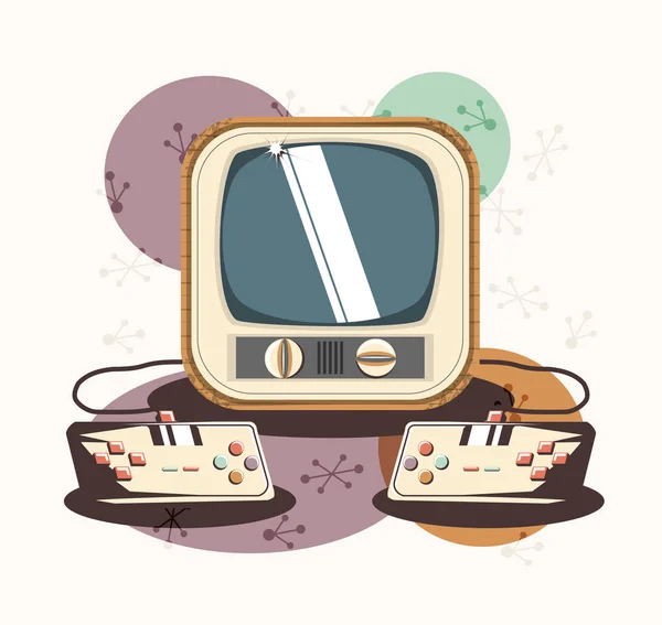 Video game retro with tv — Stock Vector