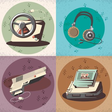 video oyunu retro vektör çizim tasarım Icons set