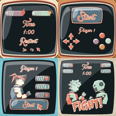 video oyunu retro Icons set