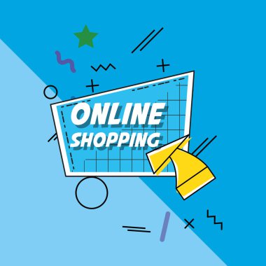 Online alışveriş sepeti pop sanat tarzı ile