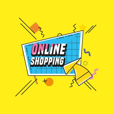 Online alışveriş sepeti pop sanat tarzı ile