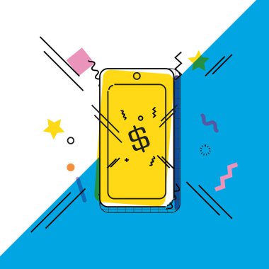 smartphone pop sanat tarzı ile online alışveriş