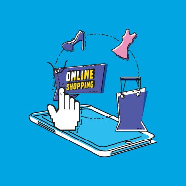 smartphone pop sanat tarzı ile online alışveriş