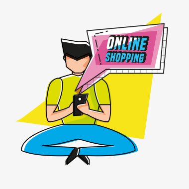 adam avatar online alışveriş simgeler pop sanat tarzı ile