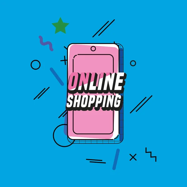 Online shopping with smartphone pop art style — Stock Vector