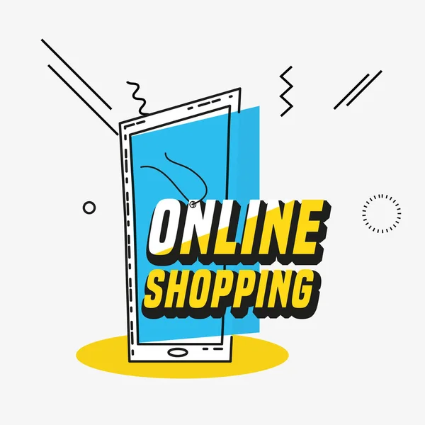 Online shopping with smartphone pop art style — Stock Vector