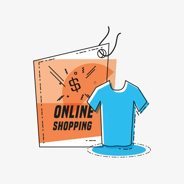 Online shopping with shirt — Stock Vector