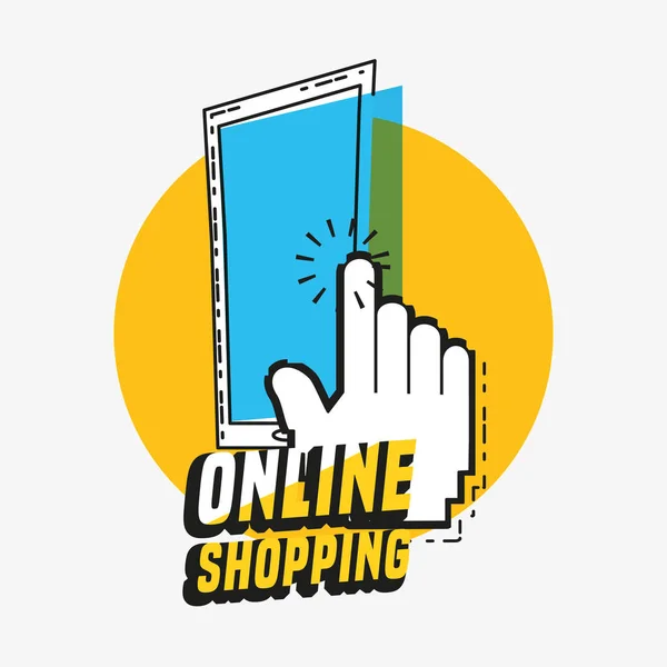 Compras on-line com estilo de arte pop smartphone — Vetor de Stock