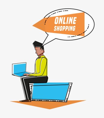 adam avatar online alışveriş simgeler pop sanat tarzı ile