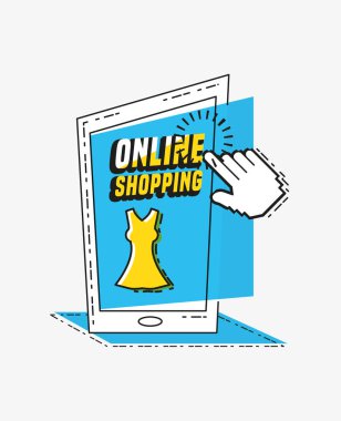 smartphone pop sanat tarzı ile online alışveriş