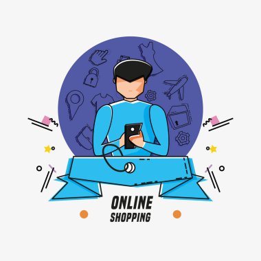 adam avatar online alışveriş simgeler pop sanat tarzı ile