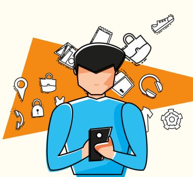 adam avatar online alışveriş simgeler pop sanat tarzı ile