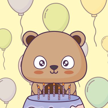 sevimli ayı clebrating parti kawaii karakter