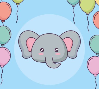 sevimli fil clebrating parti kawaii karakter