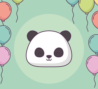 sevimli ayı panda clebrating parti kawaii karakter
