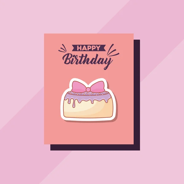 Happy birthday card with sweet cake — Stock Vector