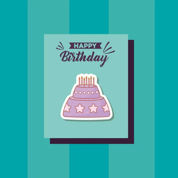 Happy birthday card with sweet cake — Stock Vector