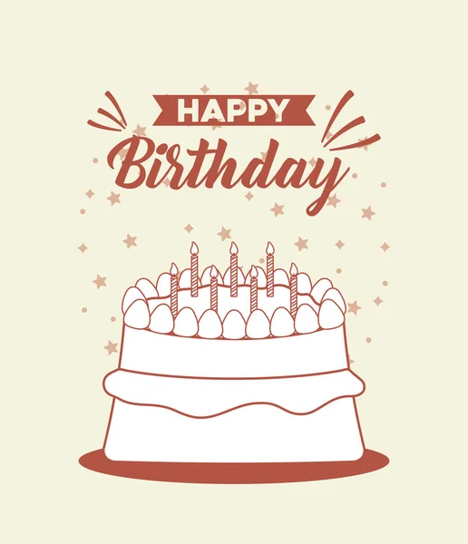 Gelukkige verjaardag briefkaart met zoete cake — Stockvector