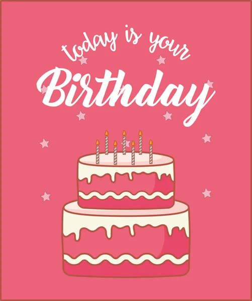 Glückwunschpostkarte zum Geburtstag mit süßem Kuchen — Stockvektor