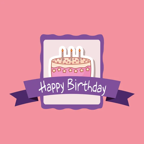 Happy birthday frame with sweet cake — Stock Vector