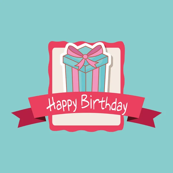 Happy birthday frame with gift box — Stock Vector